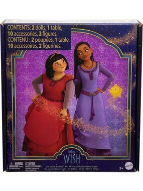 Mattel Disney Wish Toys, Best Friends Tea Time Playset with Asha & Dahlia New